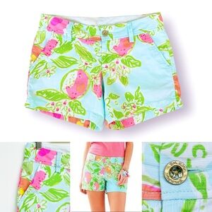 Lilly Pulitzer Callahan Shorts Classic Print Front Slash & Back Pockets
